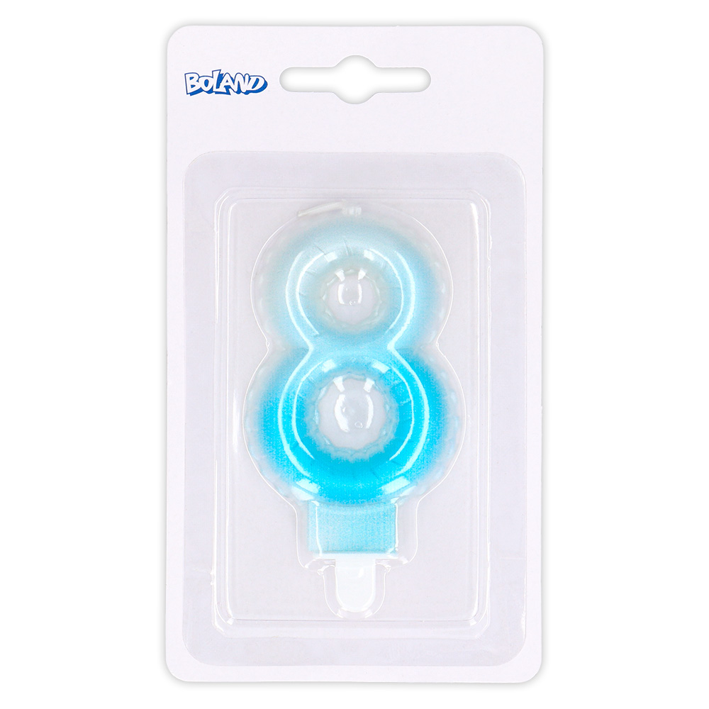 Kaarsje cijfer '8' pastel met houder (4 ass.)