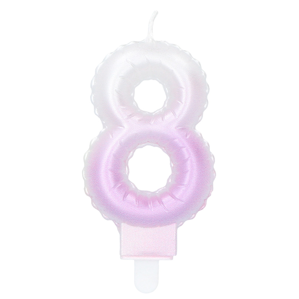 Kaarsje cijfer '8' pastel met houder (4 ass.)