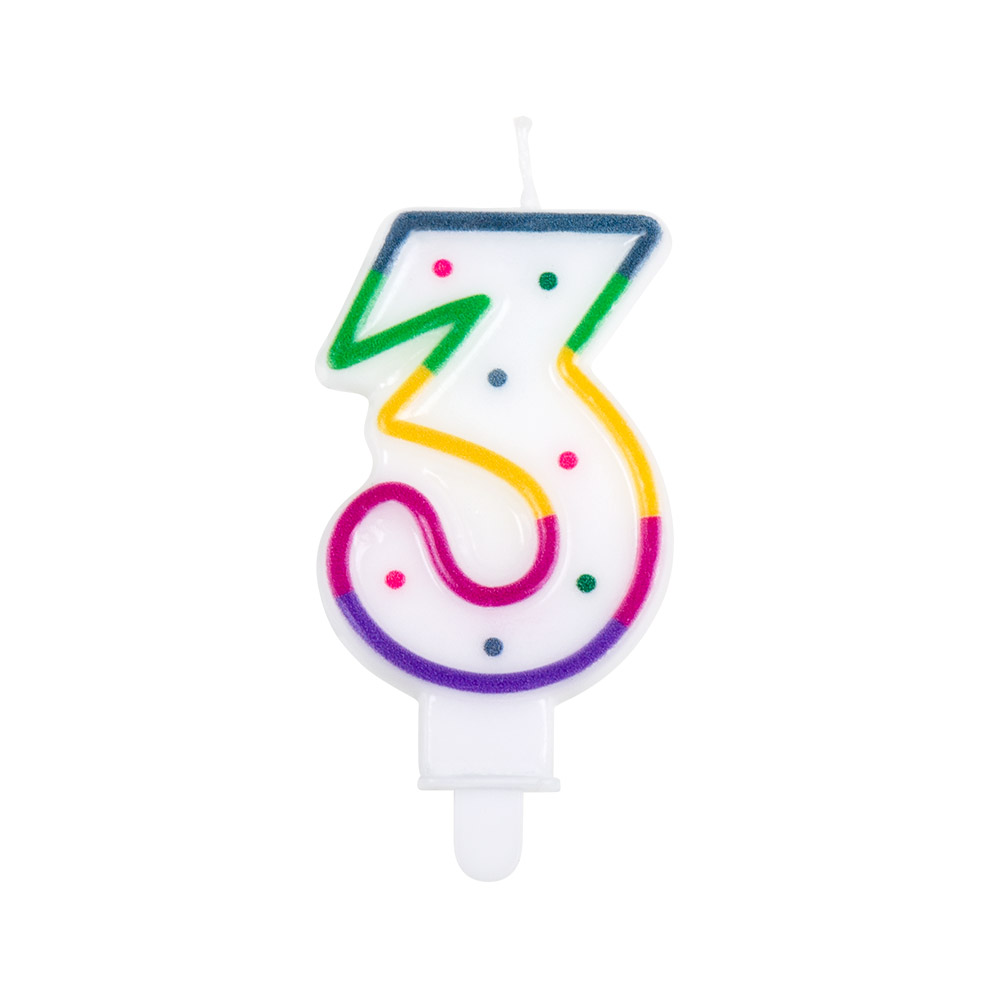 Kaarsje '3' stippels met houder