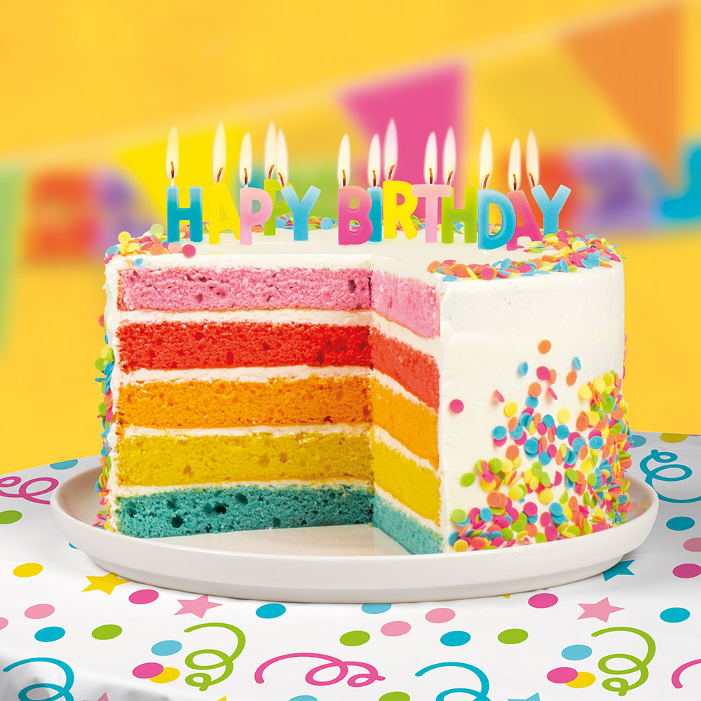 Set 13 kaarsjes 'Happy birthday' op prikker