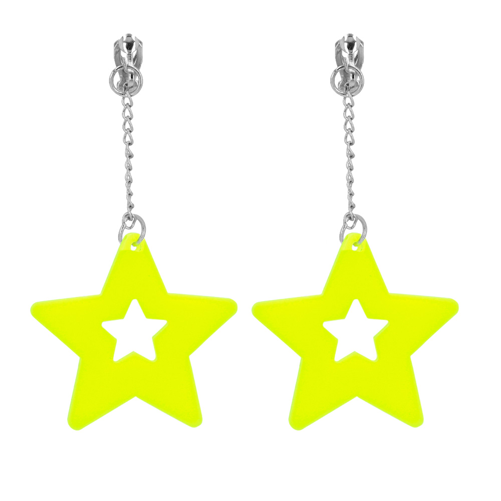 Paar oorbellen Ster neongeel UV