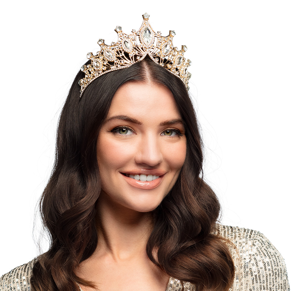 Metalen tiara Royal lady roségoud