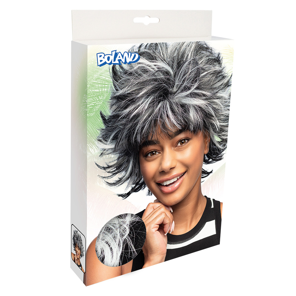 Pruik Wild Wanda zwart/wit