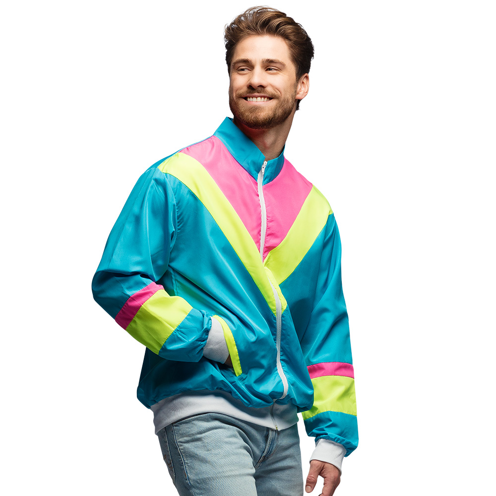 Trainingsjasje Retro dude neonblauw UV (S)