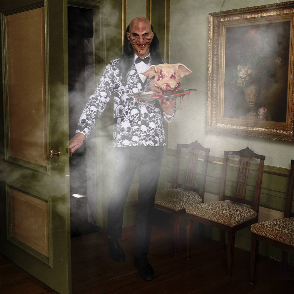 Latex hoofdmasker Creepy butler
