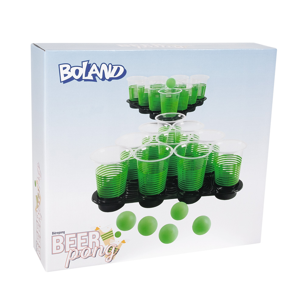 Set drankspel Beer pong deluxe (20 bekers, 6 balletjes, 2 dienbladen)