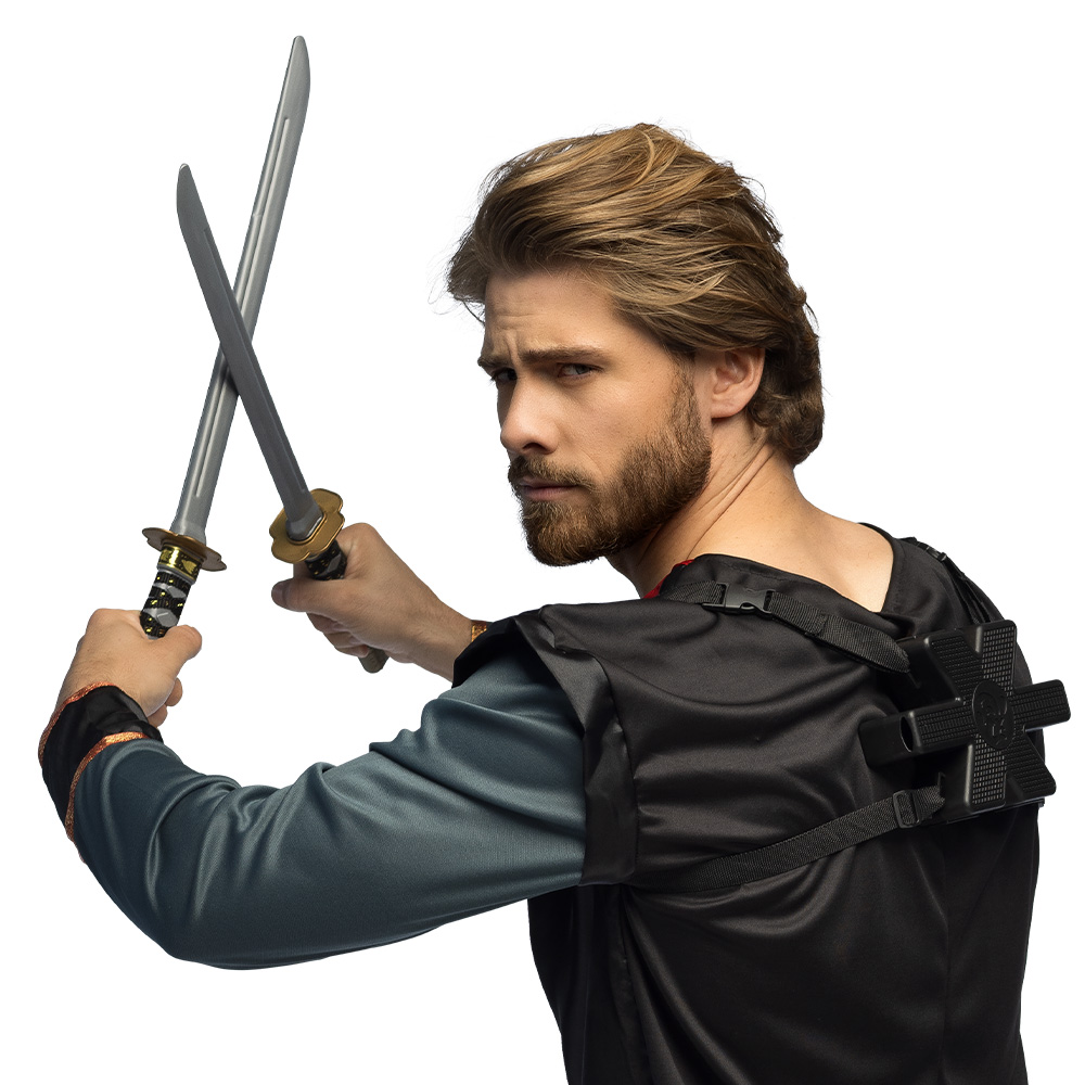 Set 2 ninjazwaarden met houder (52 cm)