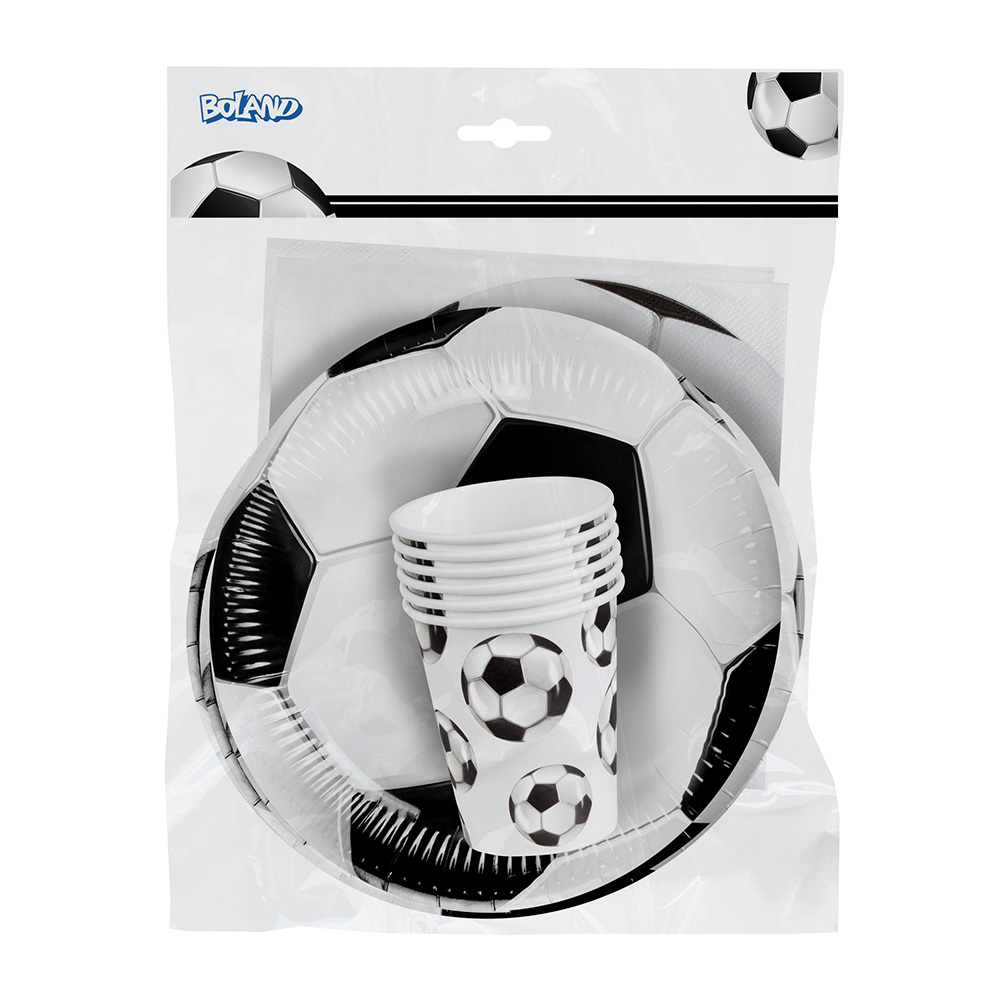 Tafelset Voetbal (6 bordjes, 6 bekertjes, 12 servetten)