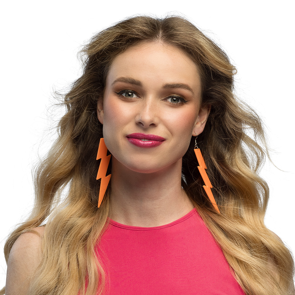 Paar oorbellen Flash neonoranje UV