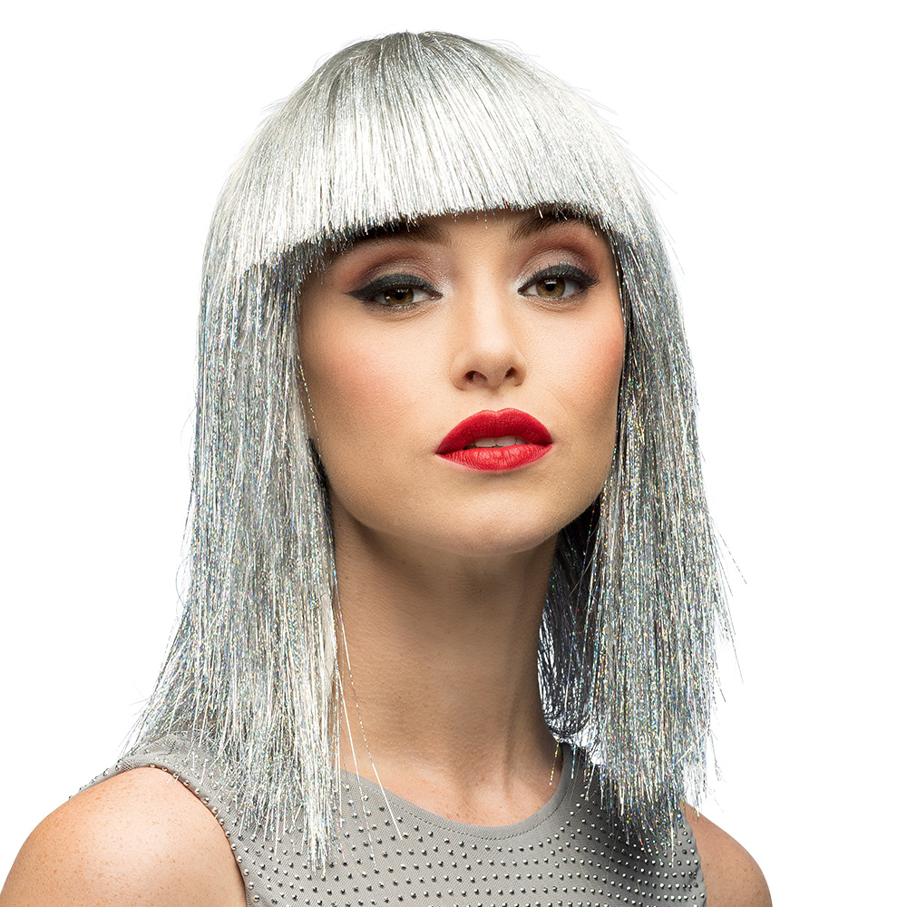 Pruik Crazy zilver
