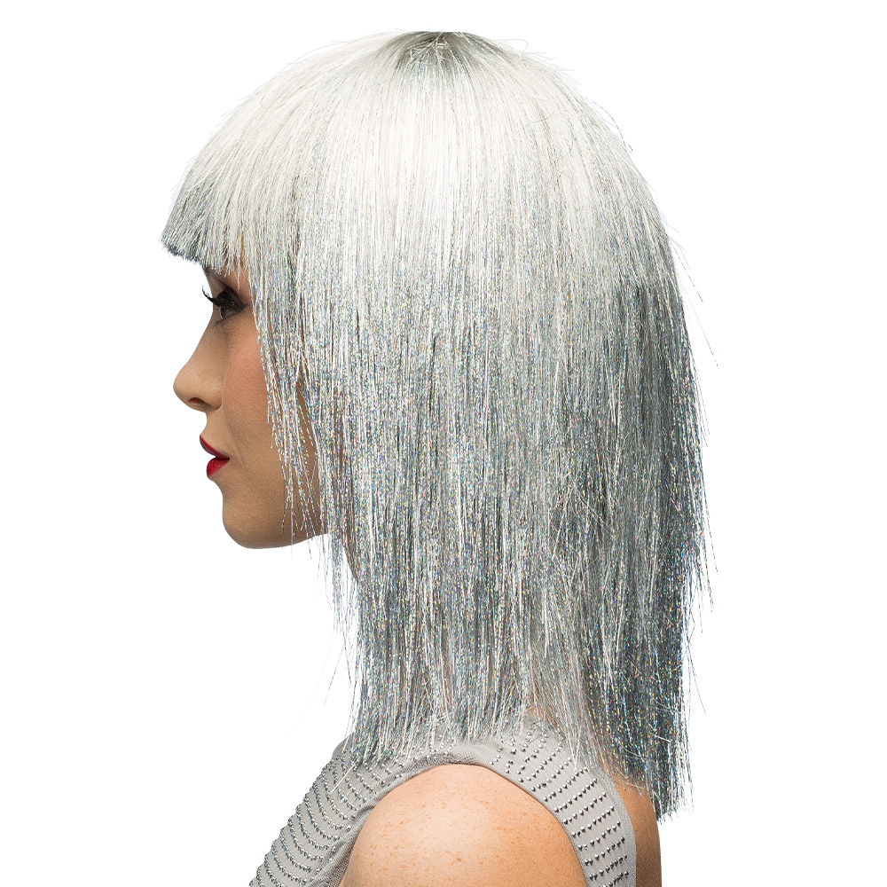 Pruik Crazy zilver