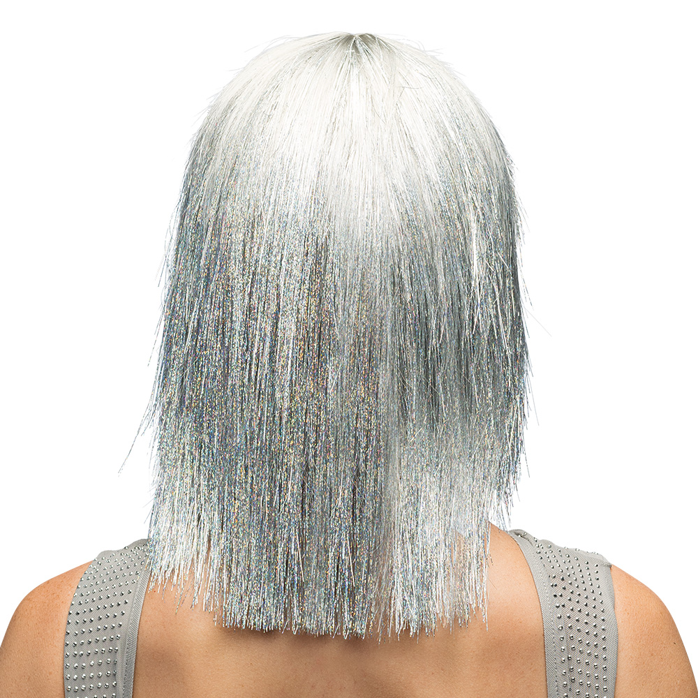 Pruik Crazy zilver