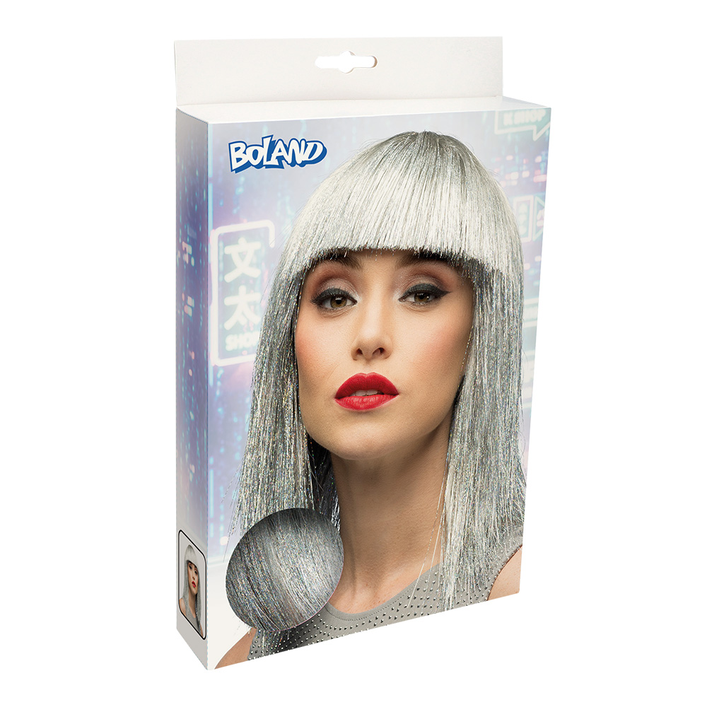 Pruik Crazy zilver