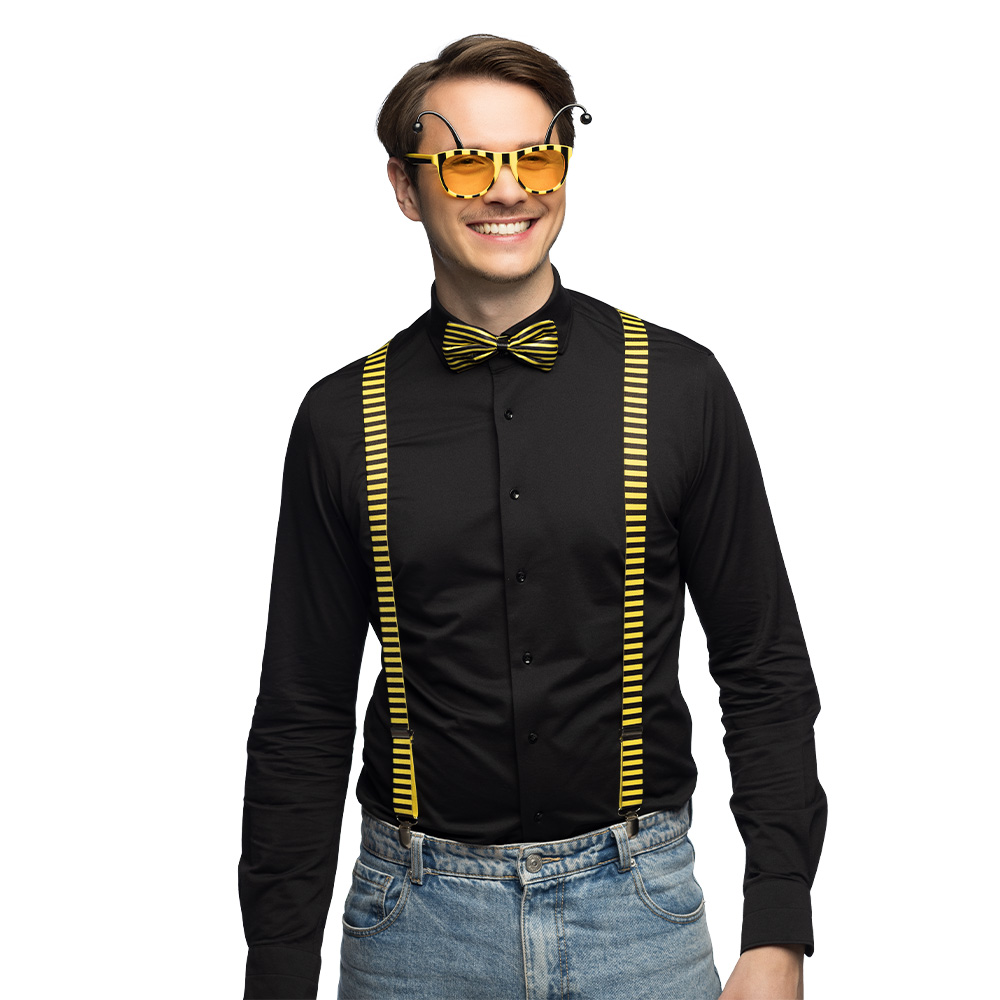 Set Honingbij (bretels, bril en vlinderstrik)