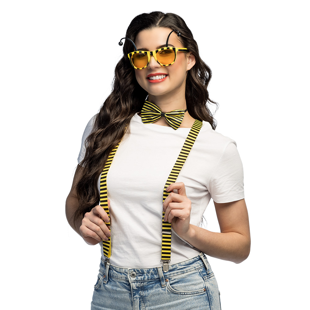 Set Honingbij (bretels, bril en vlinderstrik)