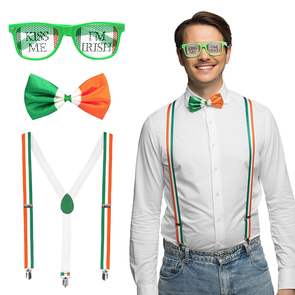 Set Ierland (bretels, bril en vlinderstrik)