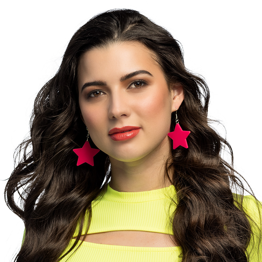 Paar oorbellen Neon Star 4 kleuren ass. UV