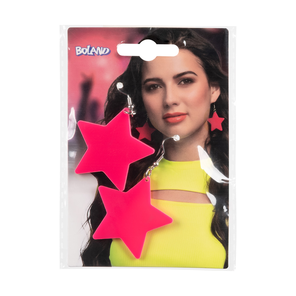 Paar oorbellen Neon Star 4 kleuren ass. UV