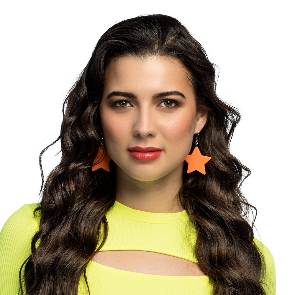 Paar oorbellen Neon Star 4 kleuren ass. UV