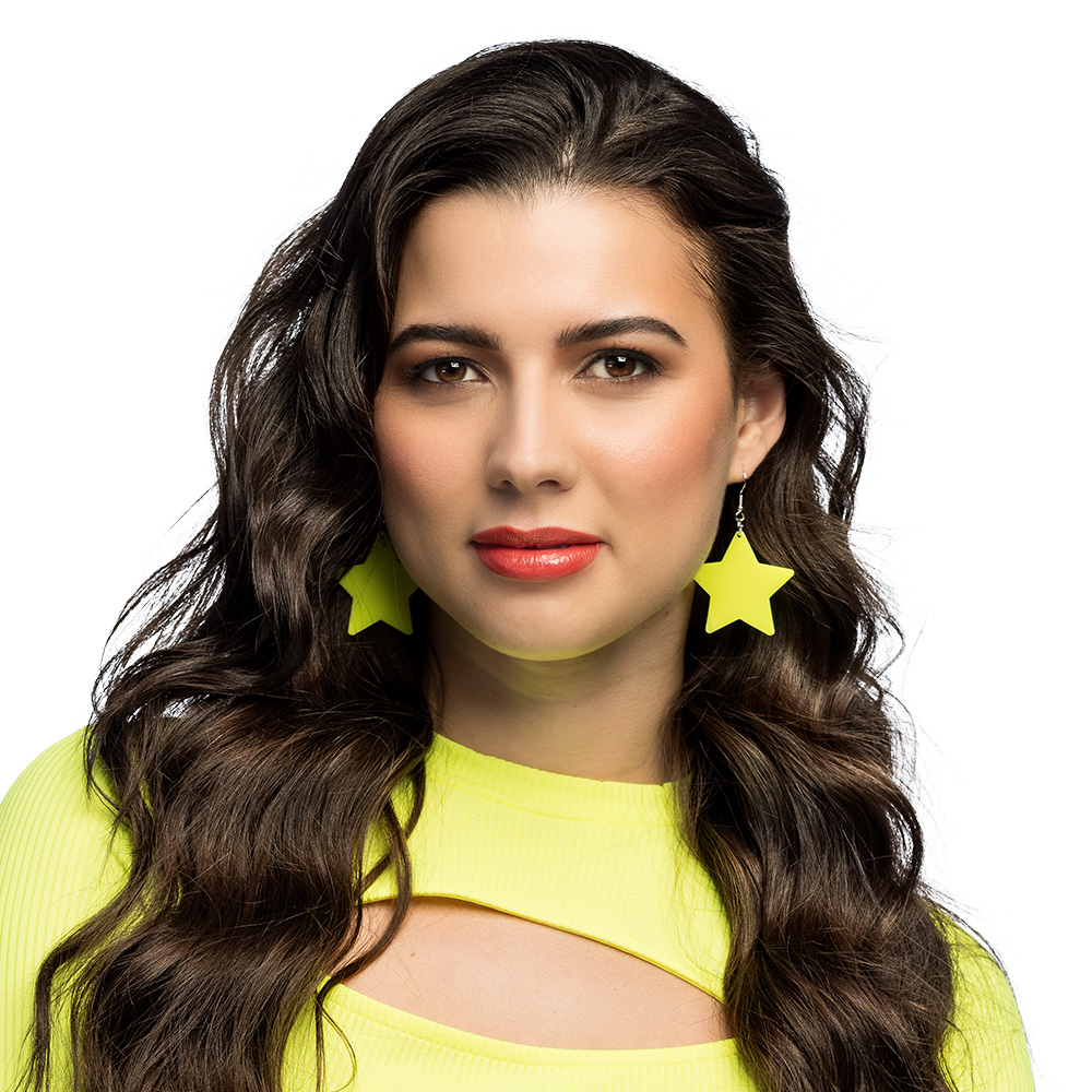 Paar oorbellen Neon Star 4 kleuren ass. UV