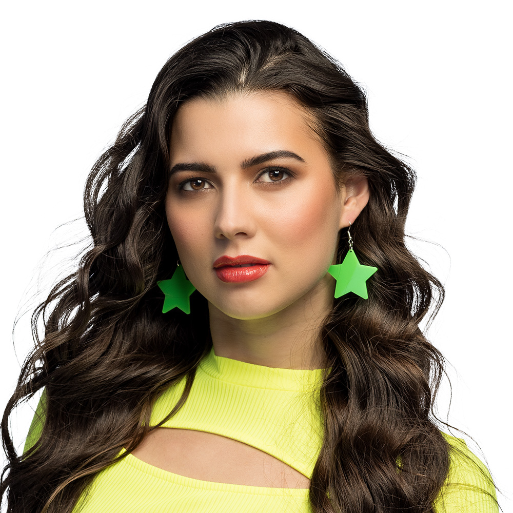 Paar oorbellen Neon Star 4 kleuren ass. UV