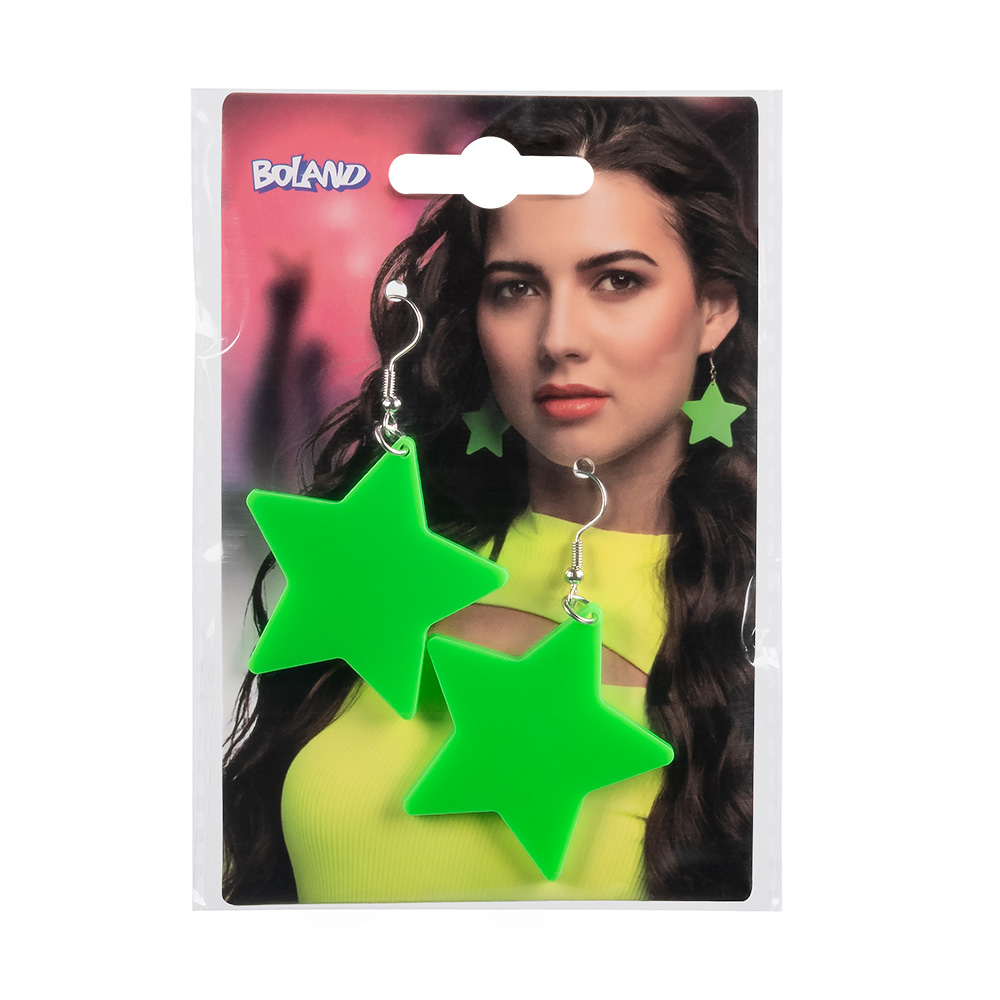 Paar oorbellen Neon Star 4 kleuren ass. UV