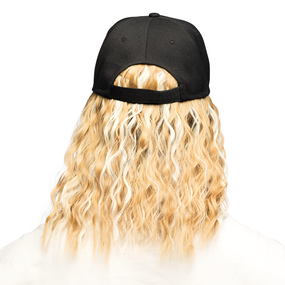 Pet met pruik Casey zwart/blond
