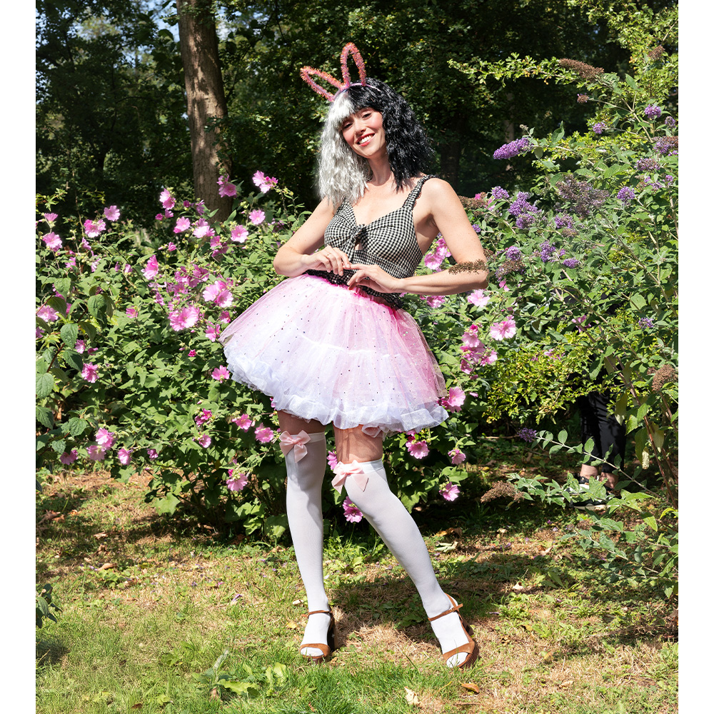 Paar kousen Bow wit/roze