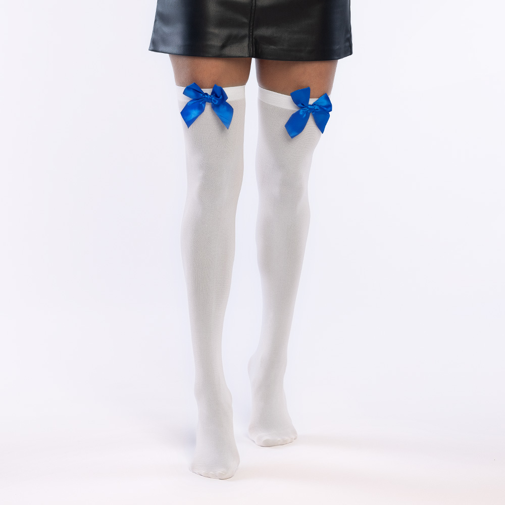 Paar kousen Bow wit/blauw