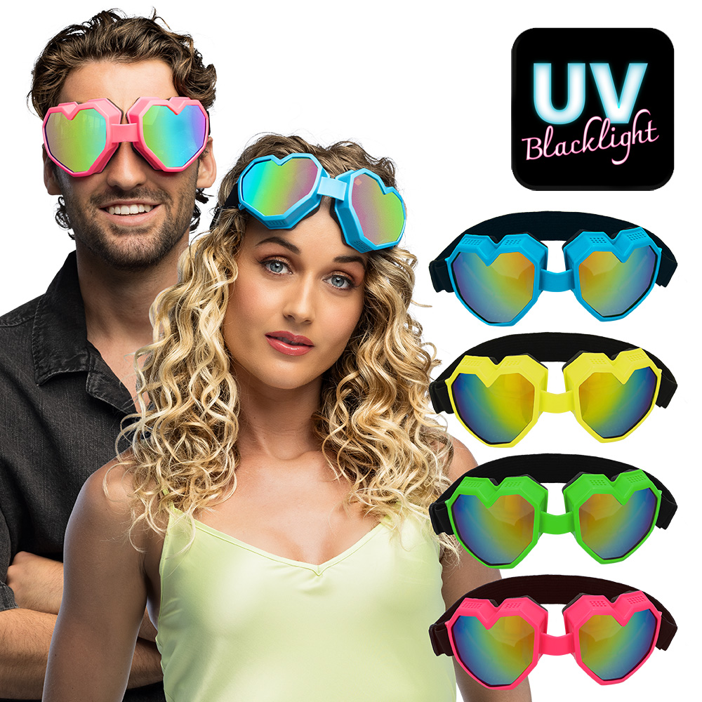 Partybril Festilove 4 neon kleuren ass. UV