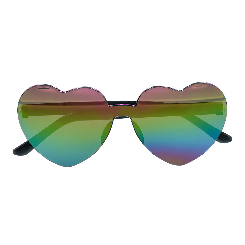 Partybril Festival hearts zwarte spiegelglazen