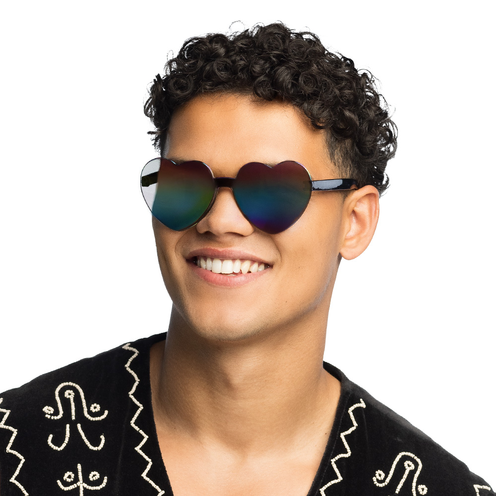 Partybril Festival hearts zwarte spiegelglazen