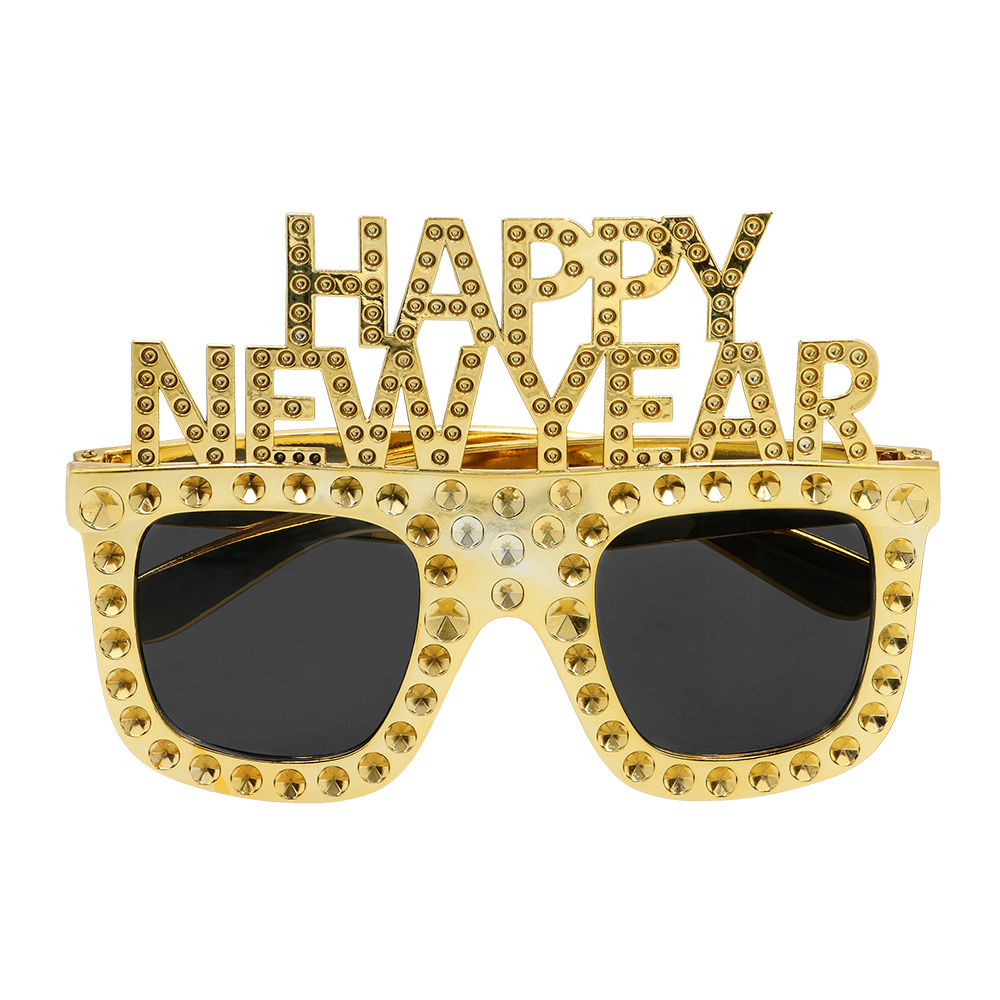 Partybril Bling bling 'Happy new year' goud