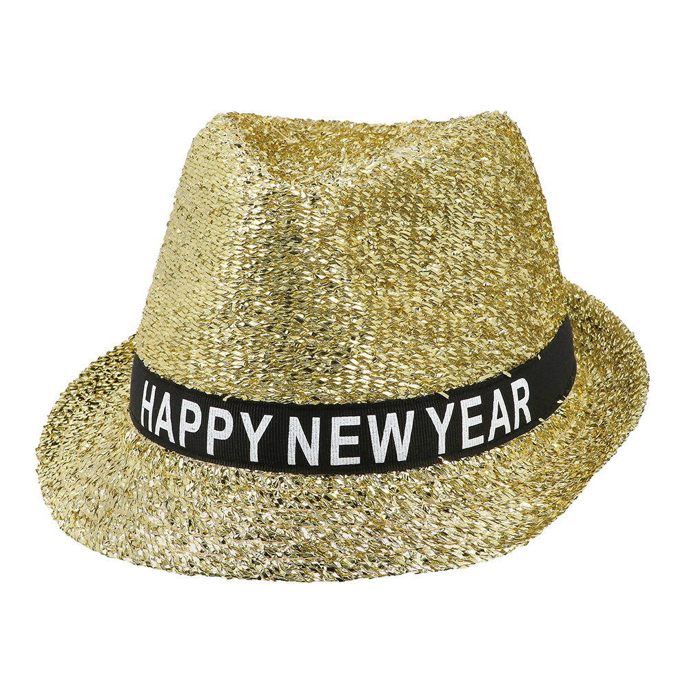 Hoed Sparkling 'Happy new year' goud