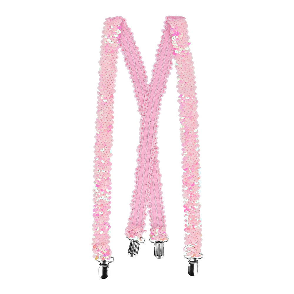Set Pailletten lichtroze (partybril, vlinderstrik en bretels)