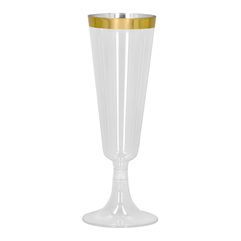 Set 4 sparkling plastic flutes goud (14 cl)