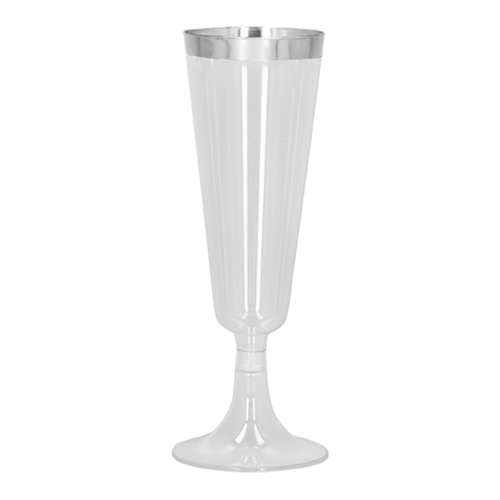 Set 4 sparkling plastic flutes zilver (14 cl)