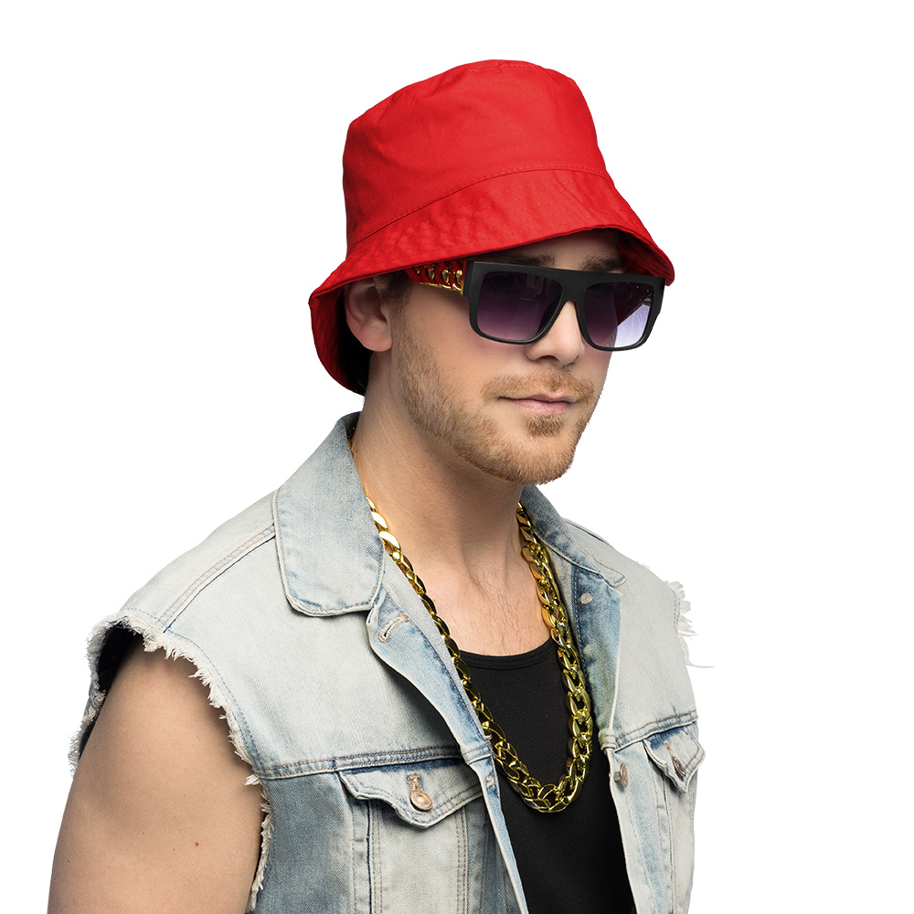 Set 90's hip hop (bucket hat, partybril, ketting)
