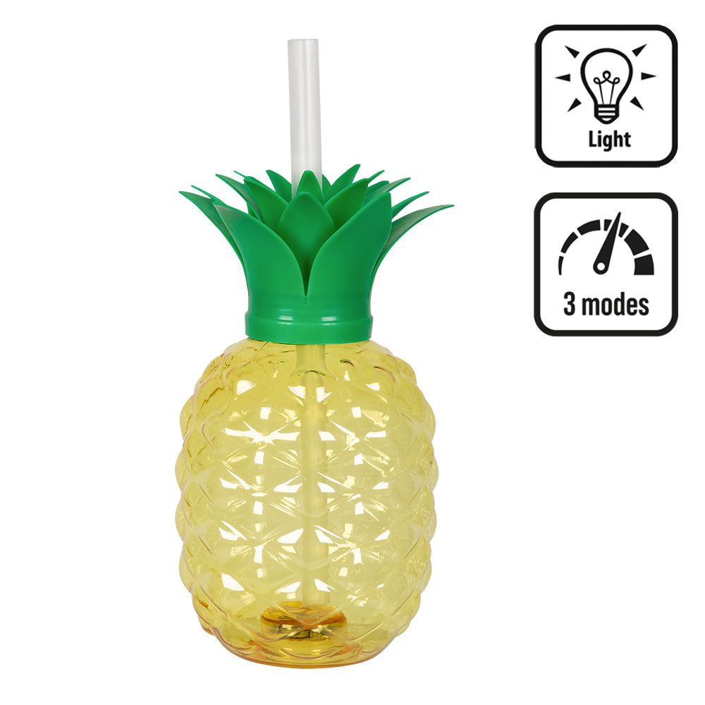 LED beker Ananas met rietje (50 cl)