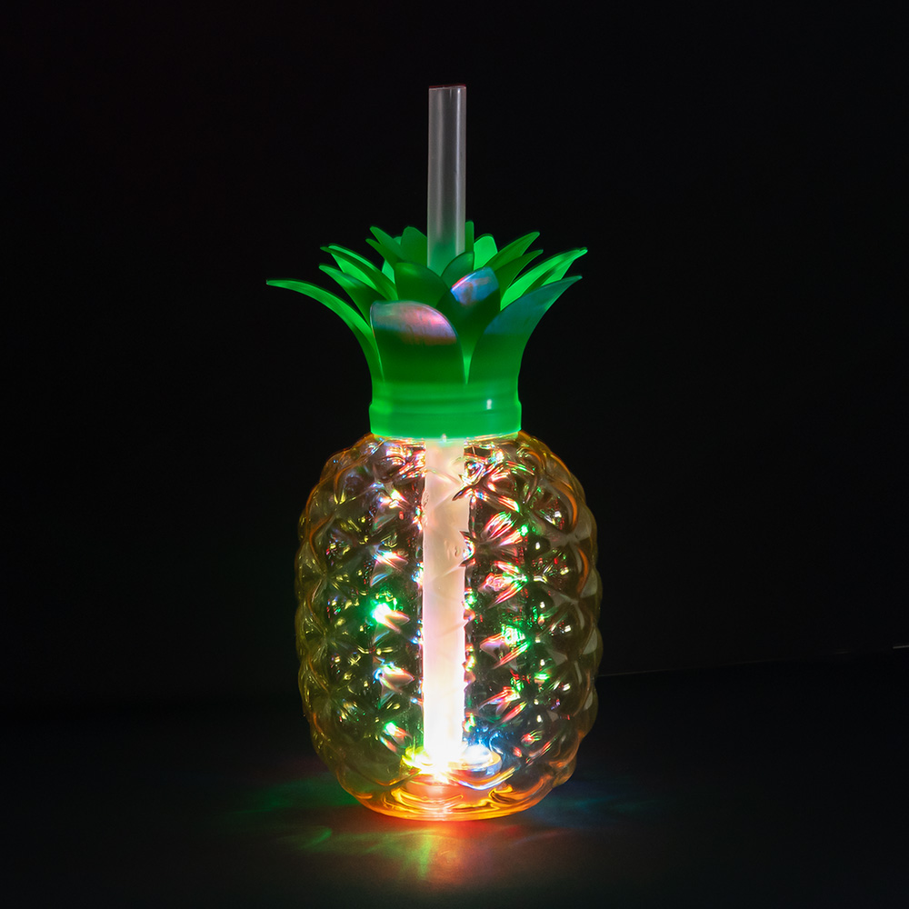 LED beker Ananas met rietje (50 cl)