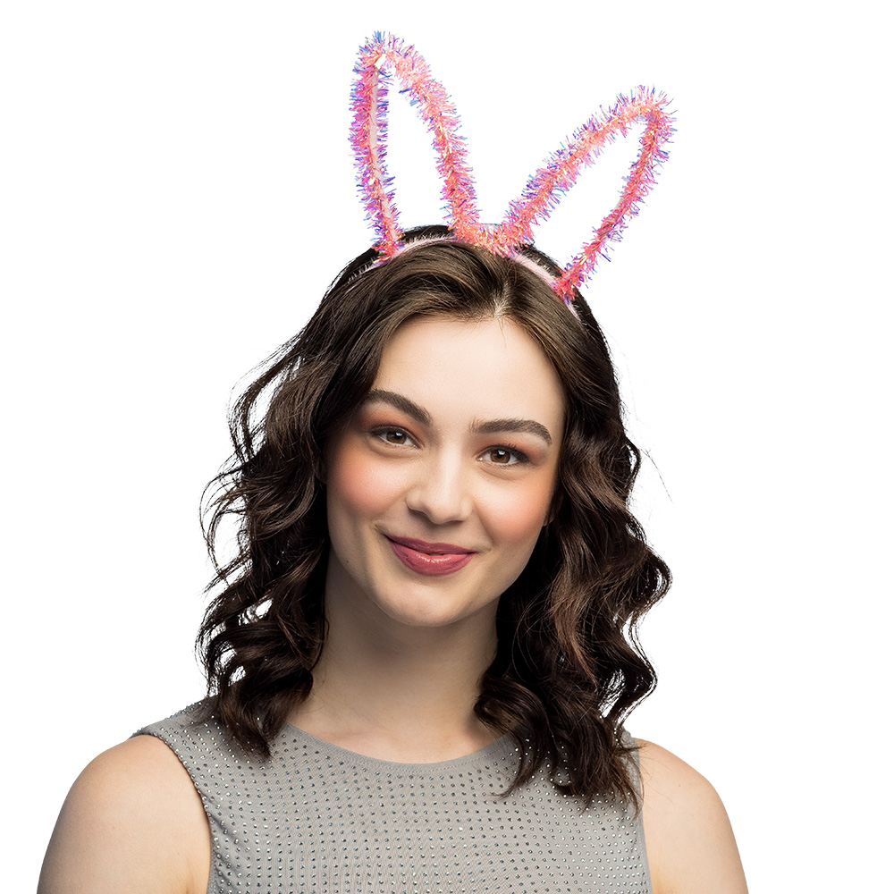 Diadeem Bunny tinsel 3 kleuren ass.