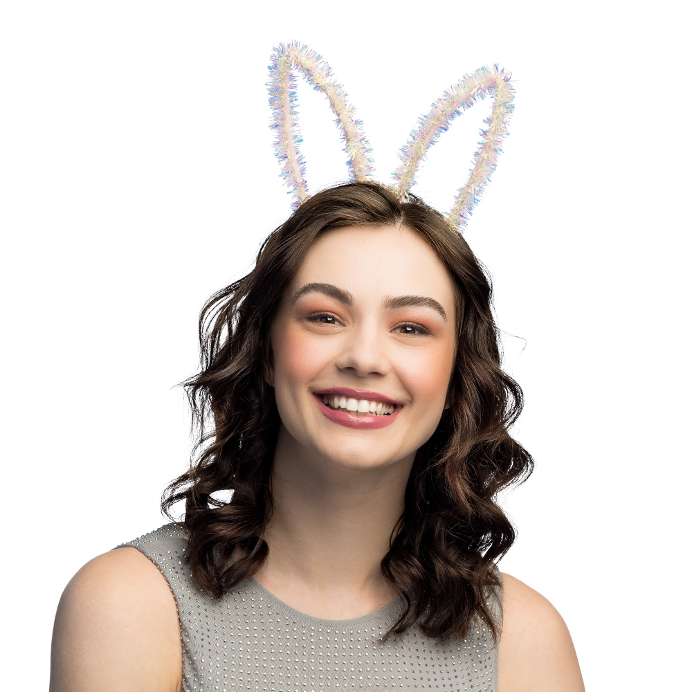 Diadeem Bunny tinsel 3 kleuren ass.