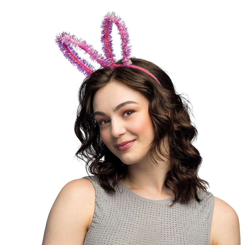 Diadeem Bunny tinsel 3 kleuren ass.