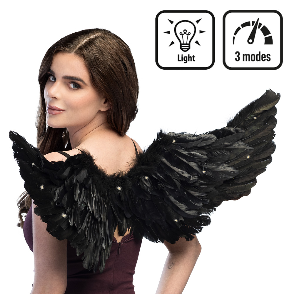 LED engelenvleugels zwart (80 x 37 cm)