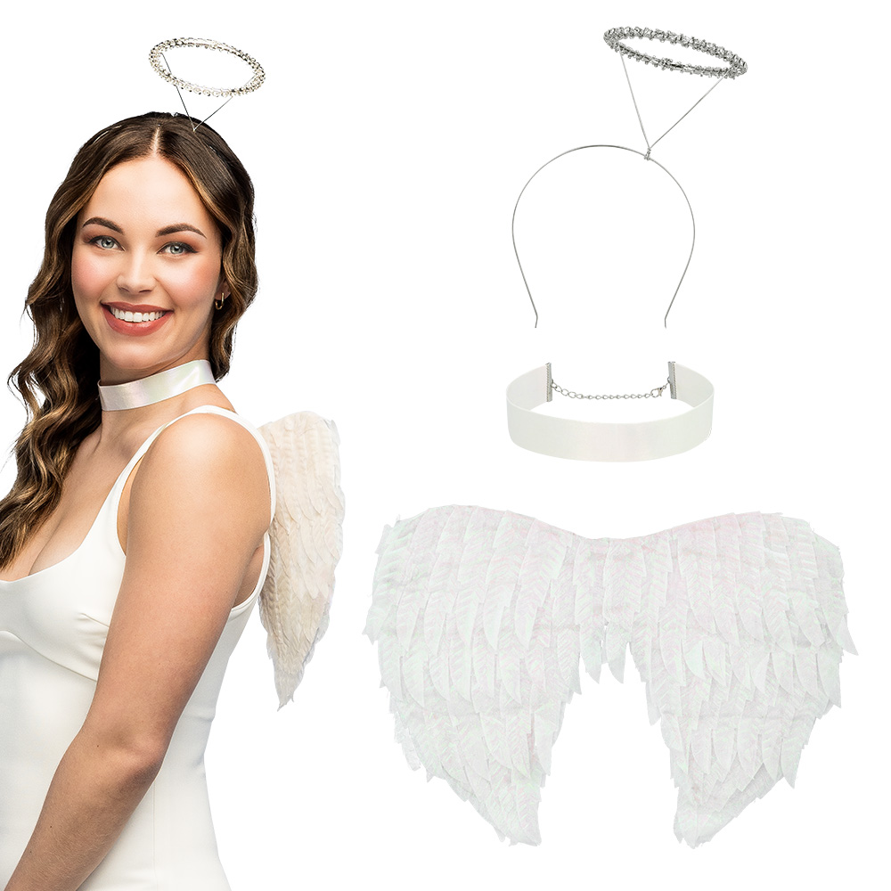 Set engel Gabriella (diadeem halo, vleugels en choker)