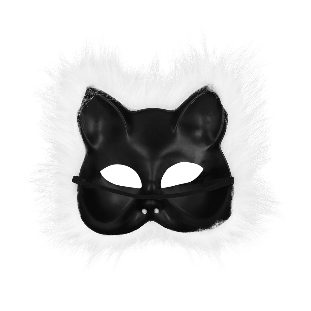 Pluchen halfmasker Witte kat
