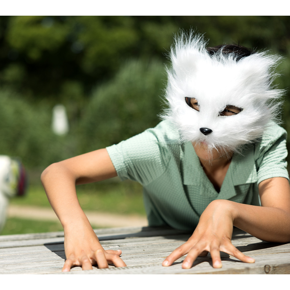 Pluchen halfmasker Witte kat