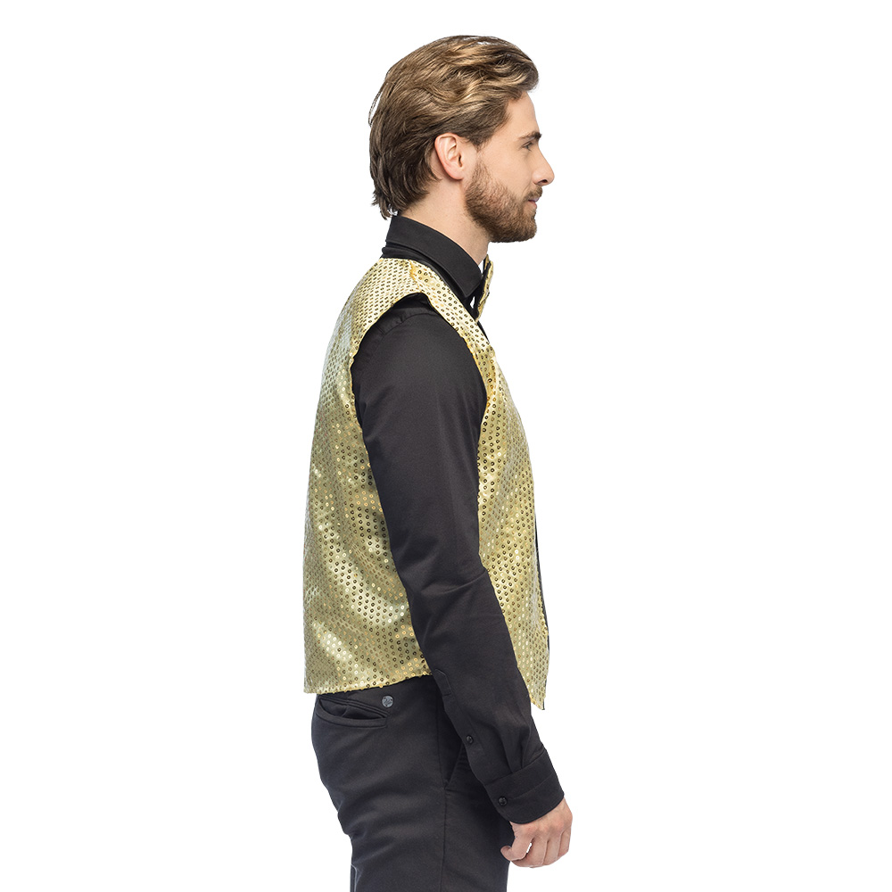 Set Spangles goud (gilet XL en vlinderstrik)