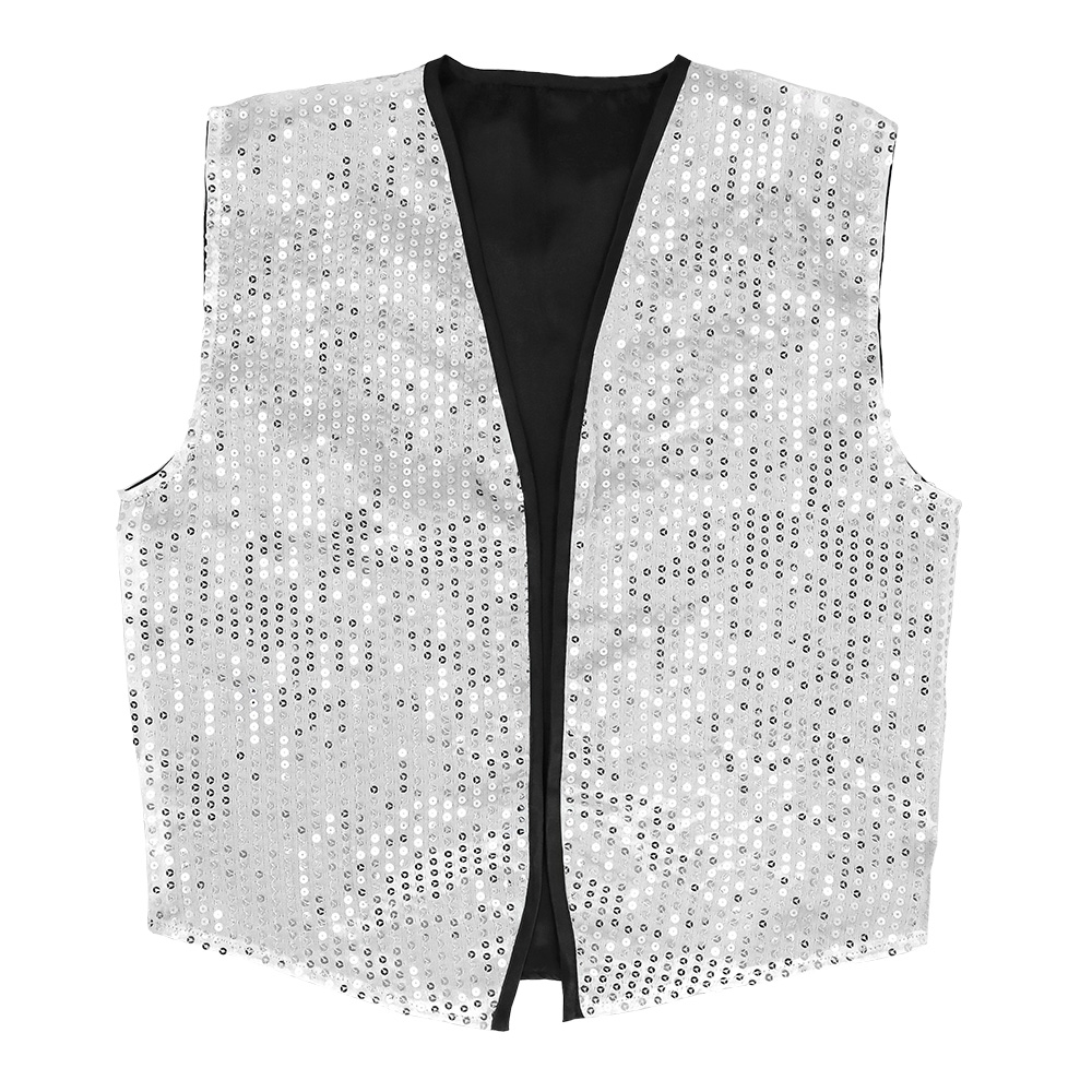 Set Spangles zilver (gilet XL en vlinderstrik)