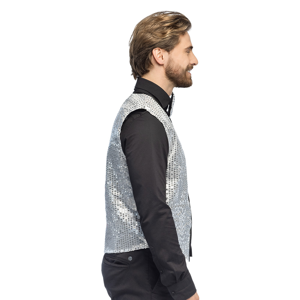 Set Spangles zilver (gilet XL en vlinderstrik)
